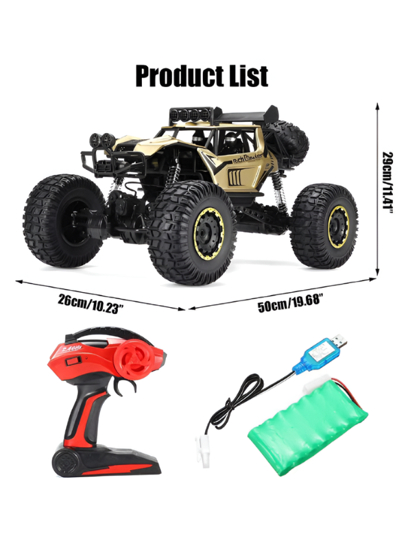Die-Cast Metal RC Rock Crawler 1/8 Scale | Beige 2.4GHz Off-Road Remote Control Monster Truck TV5373