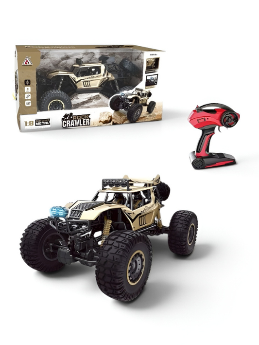 Die-Cast Metal RC Rock Crawler 1/8 Scale | Beige 2.4GHz Off-Road Remote Control Monster Truck TV5373