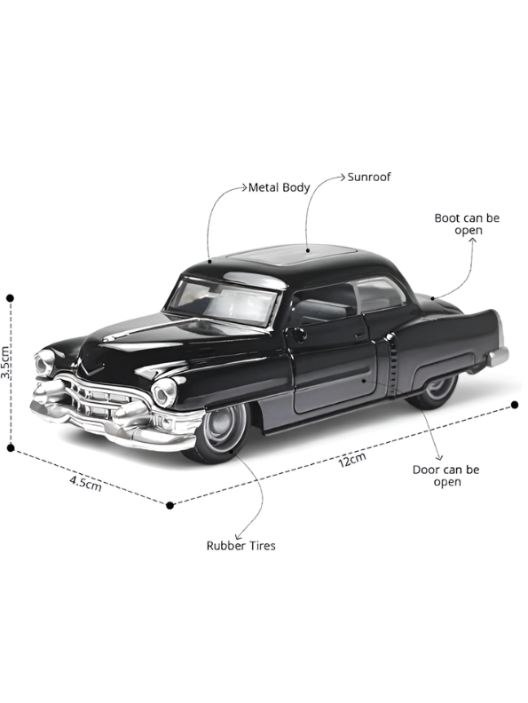 1953 Classic Vintage Coupe 1:36 Scale Die-Cast Model Car – Gloss Black Retro Collectible MD1623