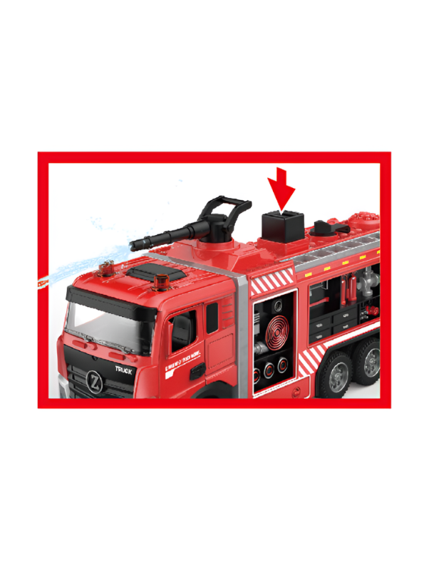 Diecast Fire Truck Toy with Lights, Sounds, and Functional Water Spray Cannon – Simulated Rescue Vehicle TV7175
