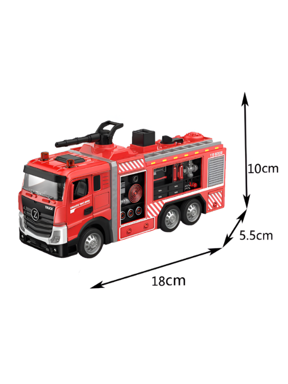 Diecast Fire Truck Toy with Lights, Sounds, and Functional Water Spray Cannon – Simulated Rescue Vehicle TV7175