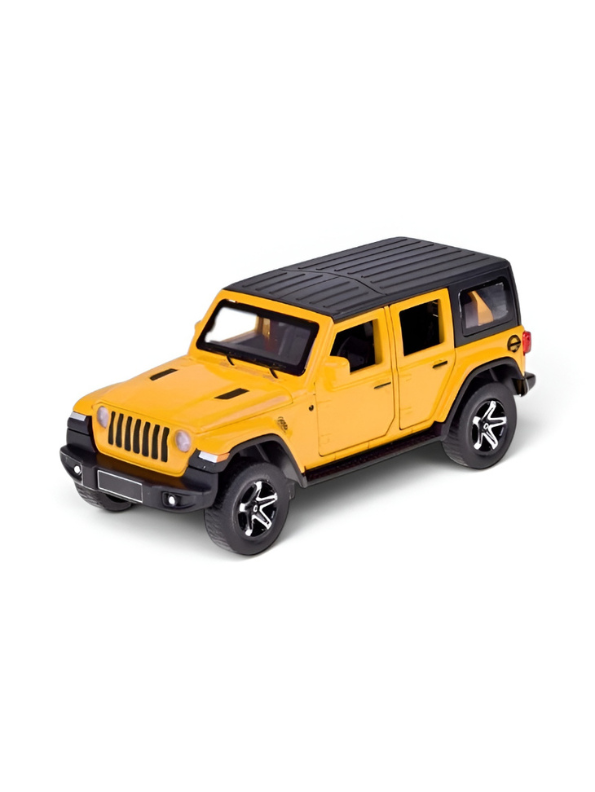 Diecast Jeep Rubicon SUV Toy with Detachable RV Camper Trailer 1:32 Scale | Yellow Pull Back Metal Off-Road Vehicle Model for Kids & Collectors TV6178