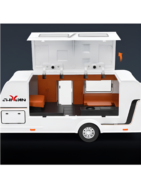 Diecast Jeep Rubicon SUV Toy with Detachable RV Camper Trailer 1:32 Scale | White Pull Back Metal Off-Road Vehicle Model for Kids & Collectors TV6178