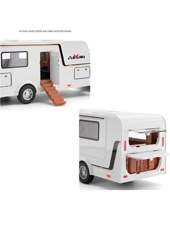 Diecast Jeep Rubicon SUV Toy with Detachable RV Camper Trailer 1:32 Scale | White Pull Back Metal Off-Road Vehicle Model for Kids & Collectors TV6178