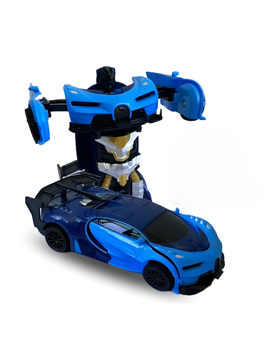 Steering Wheel RC Transforming Robot Car - 2-in-1 Blue Racing Vehicle with Automatic Deformation - High-Speed Drift Toy Car Robot Action Figure for Kids TV1170