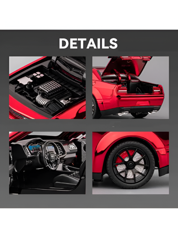 Dodge Challenger SRT Hellcat Model Car 1:24 Scale  – Iridescent Red Paint Finish | Diecast Collectible Muscle Car Replica TV6479