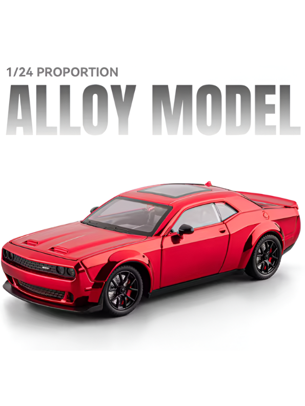 Dodge Challenger SRT Hellcat Model Car 1:24 Scale  – Iridescent Red Paint Finish | Diecast Collectible Muscle Car Replica TV6479