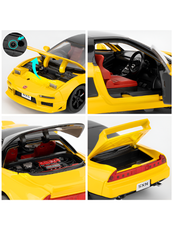 Honda NSX Diecast Model Car 1:32 Scale - Yellow JDM Supercar Toy, Collectible Vehicle with Opening Parts & Red Racing Seats TV6291.