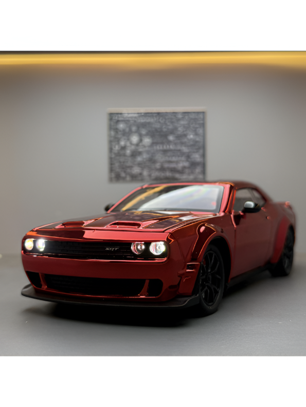 Dodge Challenger SRT Hellcat Model Car 1:24 Scale  – Iridescent Red Paint Finish | Diecast Collectible Muscle Car Replica TV6479