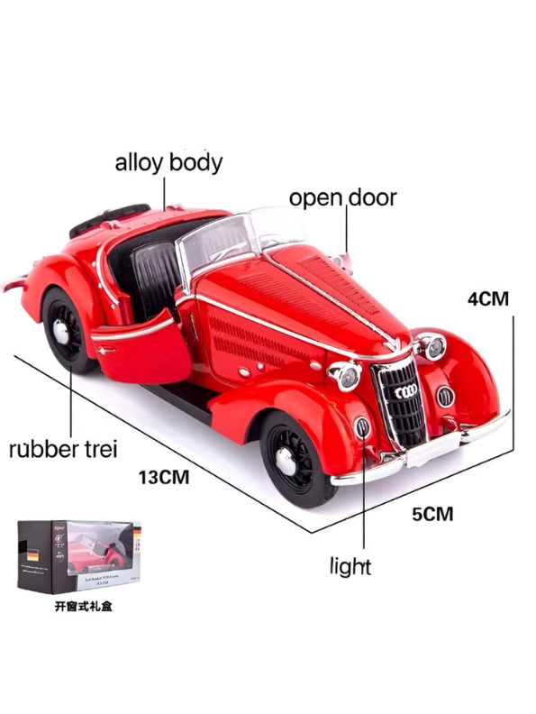 1936 Wanderer W25K Roadster Diecast Model 1:32 Scale – Red Vintage Audi Classic CRA Collectible Car TV2674