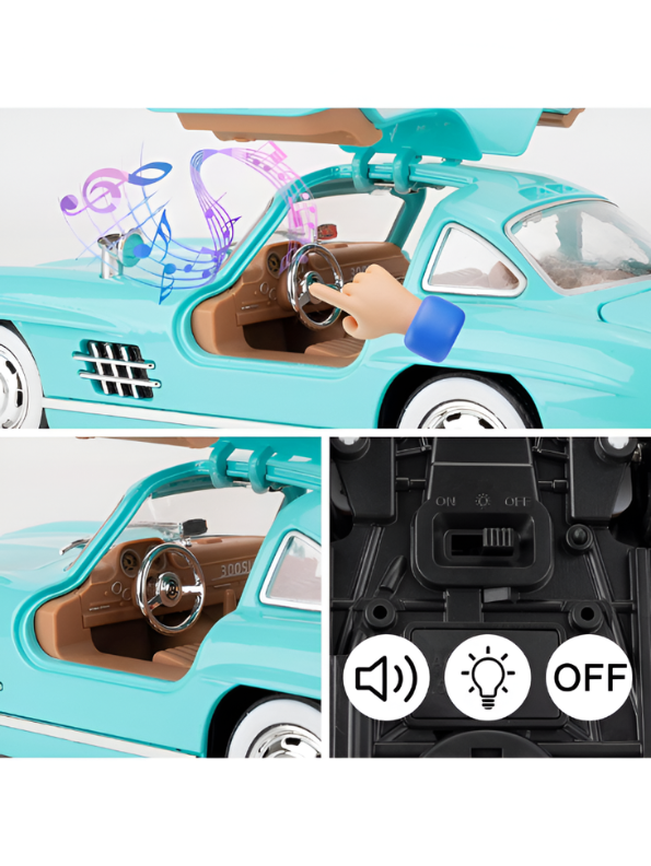 Mercedes-Benz 300 SL Gullwing 1:22 Scale Diecast Model Car – Light Blue Edition Collectible Replica TV6611