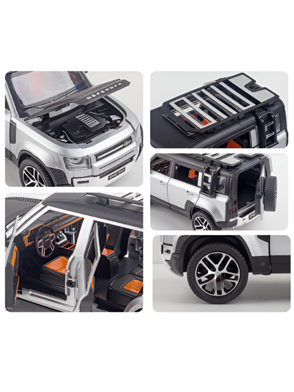 Land Rover Defender 110 RC Diecast Car Scale 1:24 – Silver Remote Control Off-Road 4x4 SUV Model with Realistic Detail & All-Terrain Performance TV6646