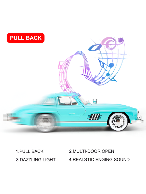 Mercedes-Benz 300 SL Gullwing 1:22 Scale Diecast Model Car – Light Blue Edition Collectible Replica TV6611