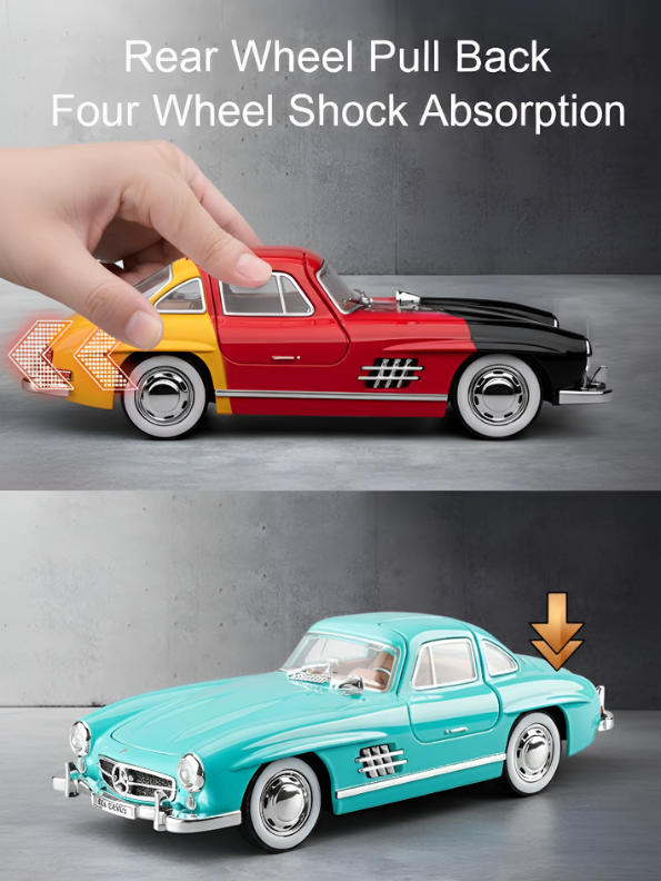 Mercedes-Benz 300 SL Gullwing 1:22 Scale Diecast Model Car – Light Blue Edition Collectible Replica TV6611