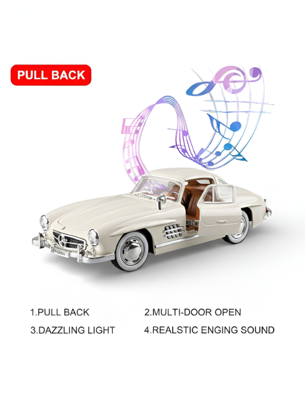 Mercedes-Benz 300 SL Gullwing 1:22 Scale Diecast Model Car – Cream Edition Collectible Replica TV6611