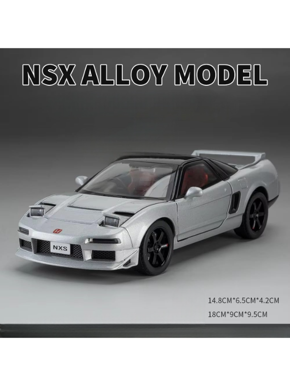 Honda NSX Diecast Model Car 1:32 Scale - Grey JDM Supercar Toy, Collectible Vehicle with Opening Parts & Red Racing Seats TV6291.