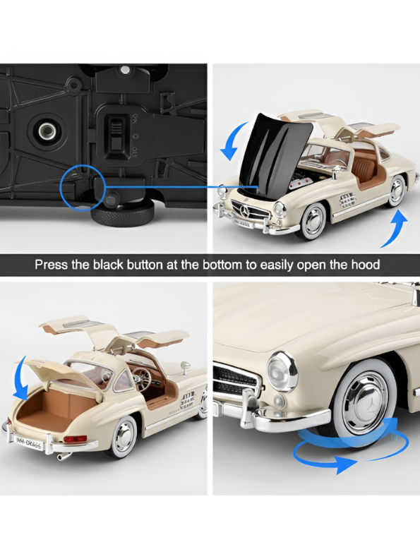 Mercedes-Benz 300 SL Gullwing 1:22 Scale Diecast Model Car – Cream Edition Collectible Replica TV6611