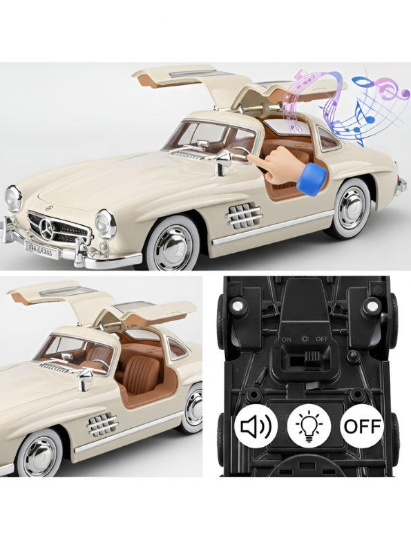 Mercedes-Benz 300 SL Gullwing 1:22 Scale Diecast Model Car – Cream Edition Collectible Replica TV6611