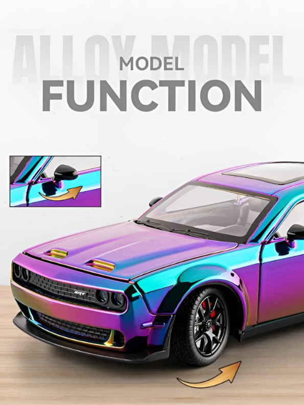 Dodge Challenger SRT Hellcat Model Car 1:24 Scale | Diecast Collectible Muscle Car Replica - Free Car Inside - TV6479