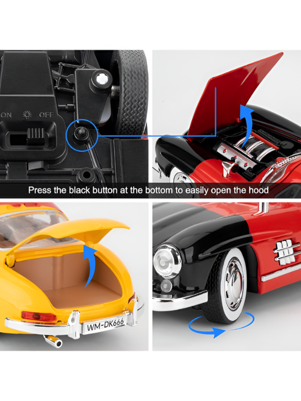 Mercedes-Benz 300 SL Gullwing 1:22 Scale Diecast Model Car – Edition Collectible Replica - Free Car Inside - TV6611