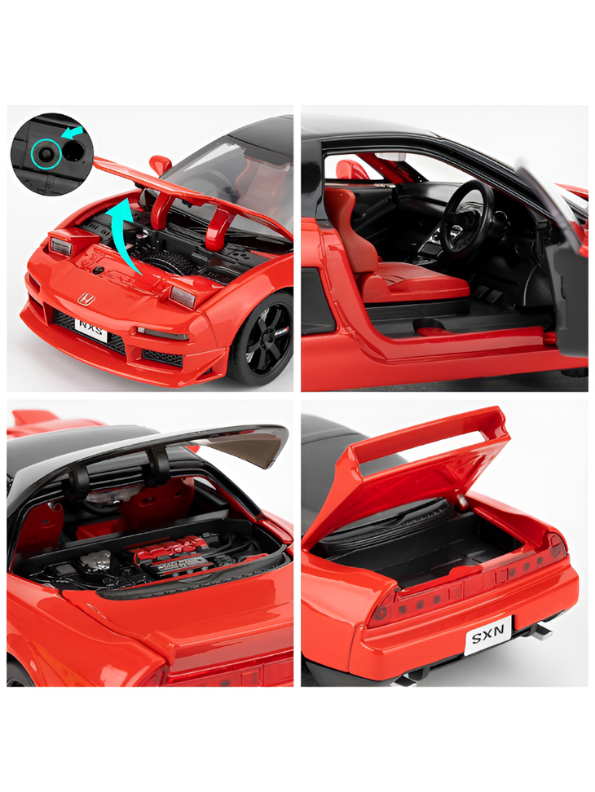 Honda NSX Diecast Model Car 1:32 Scale - Red JDM Supercar Toy, Collectible Vehicle with Opening Parts & Red Racing Seats TV6291.