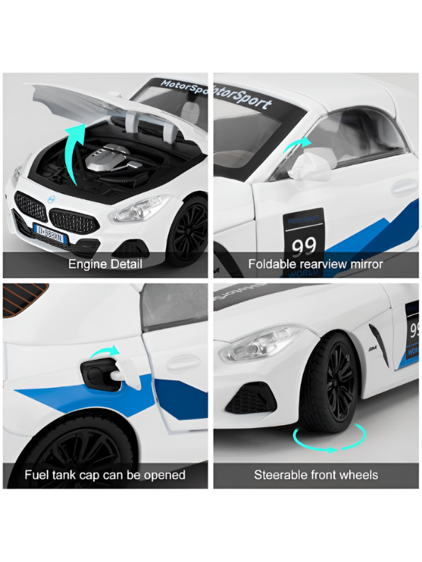 BMW Z4 Motorsport Diecast Model Car 1:22 Scale – Detailed Collectible Racing Replica with Realistic TV6610.