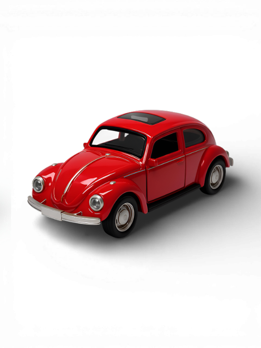 Classic Red Volkswagen Beetle Diecast Model Car - Vintage 1960s Style Toy Vehicle with Silver Bumpers & Detailed Interior MD1623