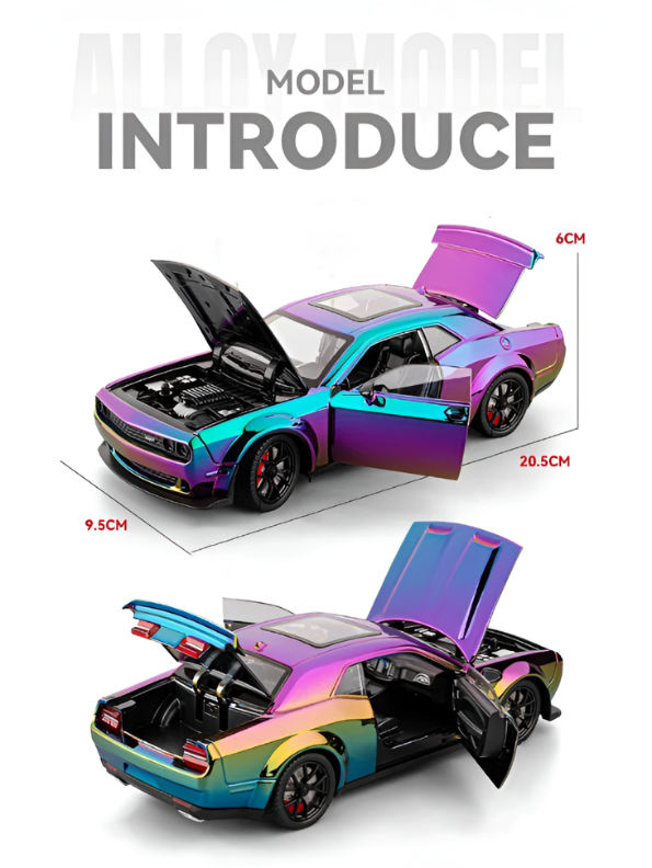 Dodge Challenger SRT Hellcat Model Car 1:24 Scale | Diecast Collectible Muscle Car Replica - Free Car Inside - TV6479