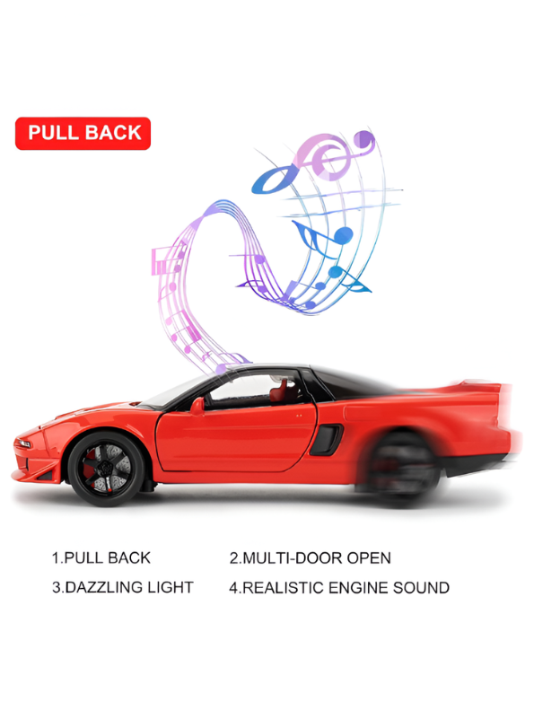 Honda NSX Diecast Model Car 1:32 Scale - Red JDM Supercar Toy, Collectible Vehicle with Opening Parts & Red Racing Seats TV6291.