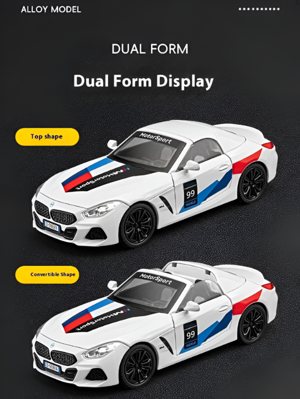 BMW Z4 Motorsport Diecast Model Car 1:22 Scale – Detailed Collectible Racing Replica with Realistic TV6610.