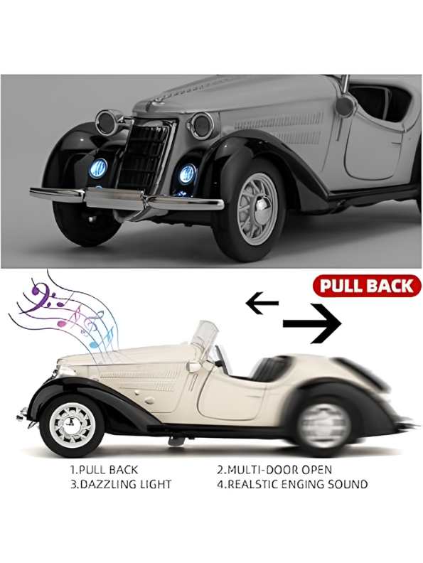 1936 Wanderer W25K Roadster Diecast Model 1:32 Scale – White Vintage Audi Classic CRA Collectible Car TV2674