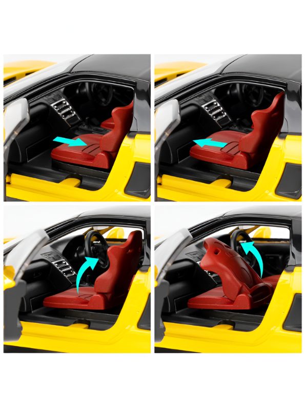 Honda NSX Diecast Model Car 1:32 Scale - Yellow JDM Supercar Toy, Collectible Vehicle with Opening Parts & Red Racing Seats TV6291.