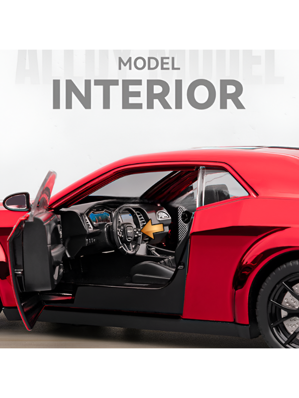 Dodge Challenger SRT Hellcat Model Car 1:24 Scale  – Iridescent Red Paint Finish | Diecast Collectible Muscle Car Replica TV6479