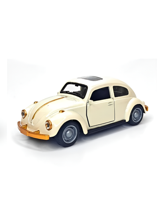Vintage Volkswagen Beetle Diecast Model Car - 1:36 Scale Collectible Toy with Gold Accents & Sunroof MD1623