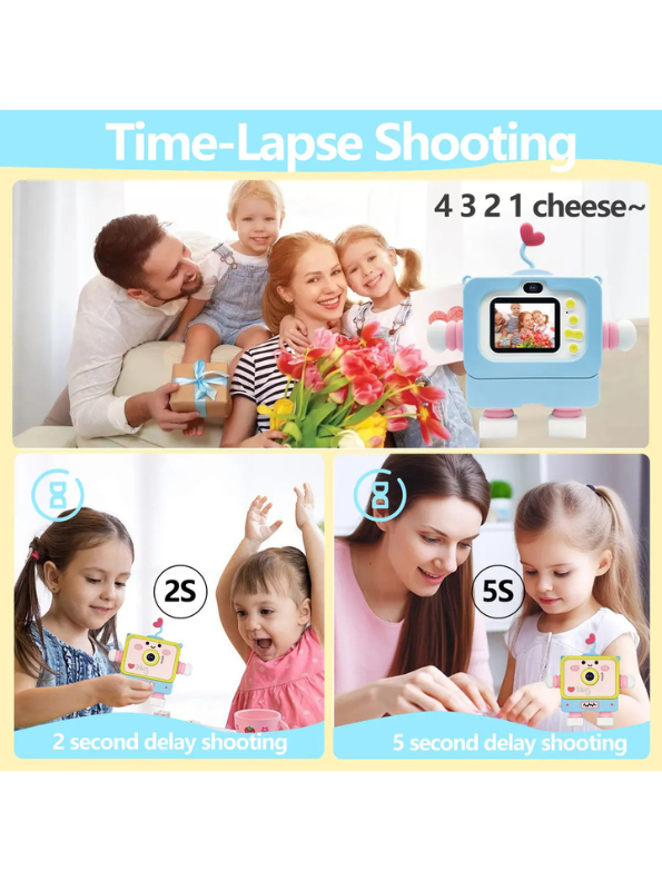 Digital Camera with Cute Robot Design – HD Photo, 1080P Video, Selfie Camera MD3512.