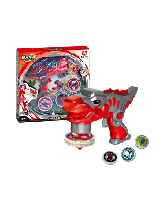 Dino-Blaster 2-in-1 T-Rex Beyblade Spinning Top Launcher Set with 3 Battle Gyros NX16550.