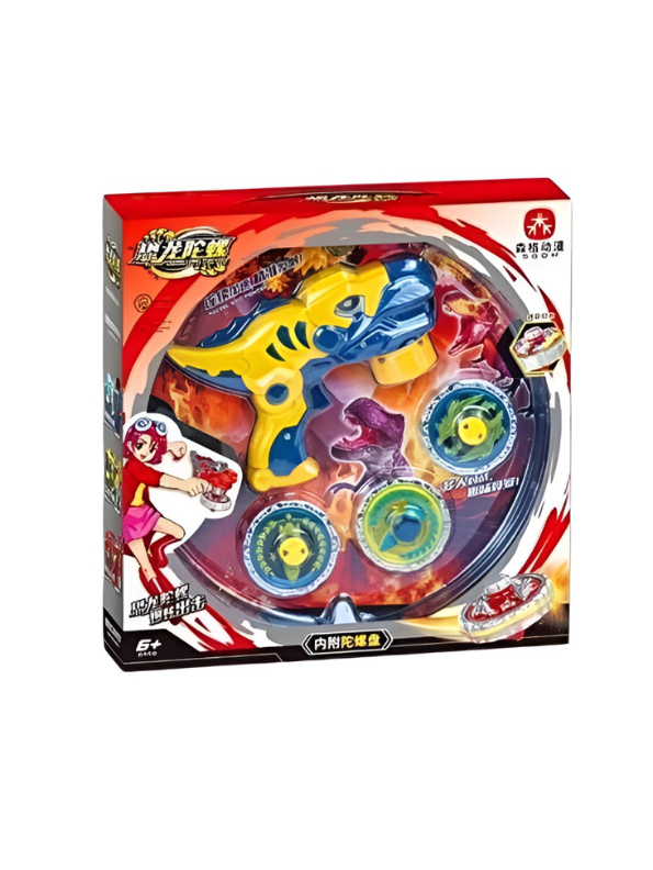 Dino-Blaster 2-in-1 T-Rex Beyblade Spinning Top Launcher Set with