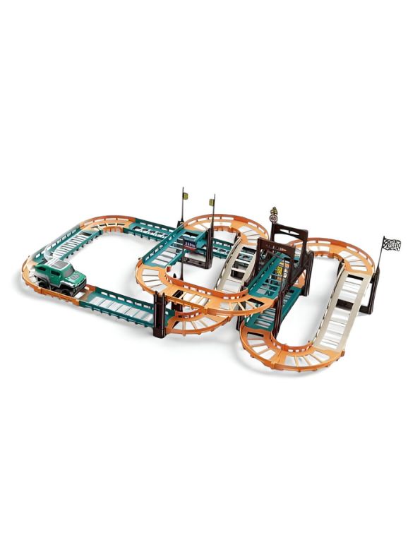 DinoRush – 50-Piece Dinosaur Track Set for Kids | Light & Sound Plastic Track Game with Dino Car & Battery Operation LMI12248.