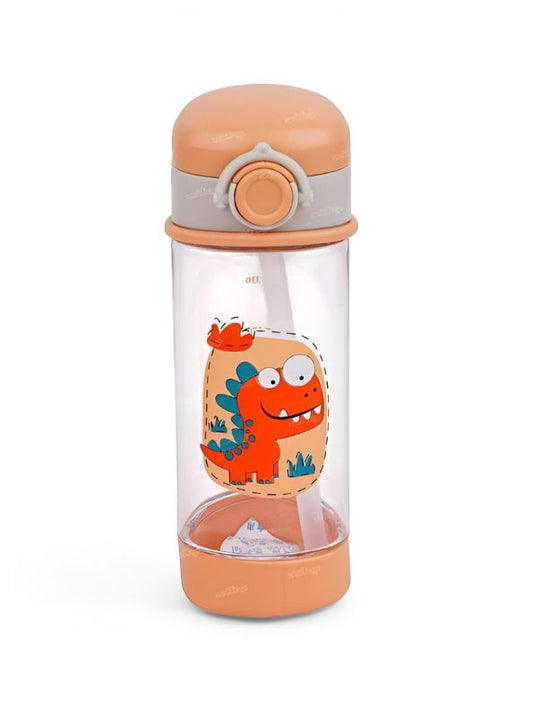 Peach - DinoSip – 360ml Water Bottle for Kids with Straw | Non-Toxic & BPA-Free | Cute Dinosaur Print | Leak-Proof School & Travel Bottle for Boys & Girls NOV6322.