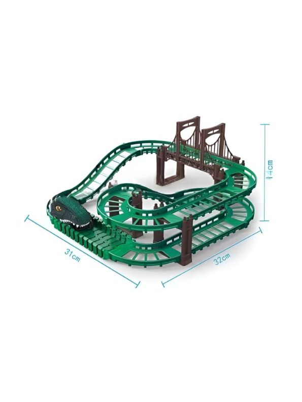 DinoTrack – Dinosaur Racing Track Playset for Kids | Interactive Electric Car Toy with Loops & Adventure Tracks LMI13330.