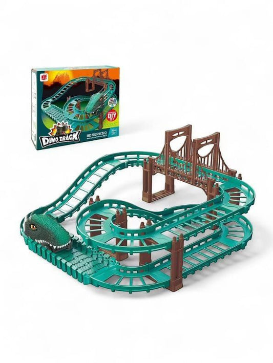 DinoTrack – Dinosaur Racing Track Playset for Kids | Interactive Electric Car Toy with Loops & Adventure Tracks LMI13330.
