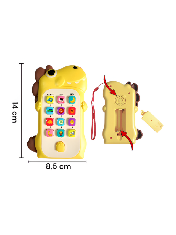 Dino - Interactive Dinosaur Toy Phone for Toddlers | Learning Music, Numbers & Animal Sounds Educational Smartphone Yellow LMI15084.
