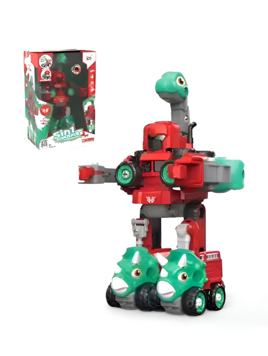 Dino Robot Car – 5-in-1 Car Toy – Dinosaur Car, Robot & Lego Puzzle Assembly Set for Kids LMI-LM911-A.