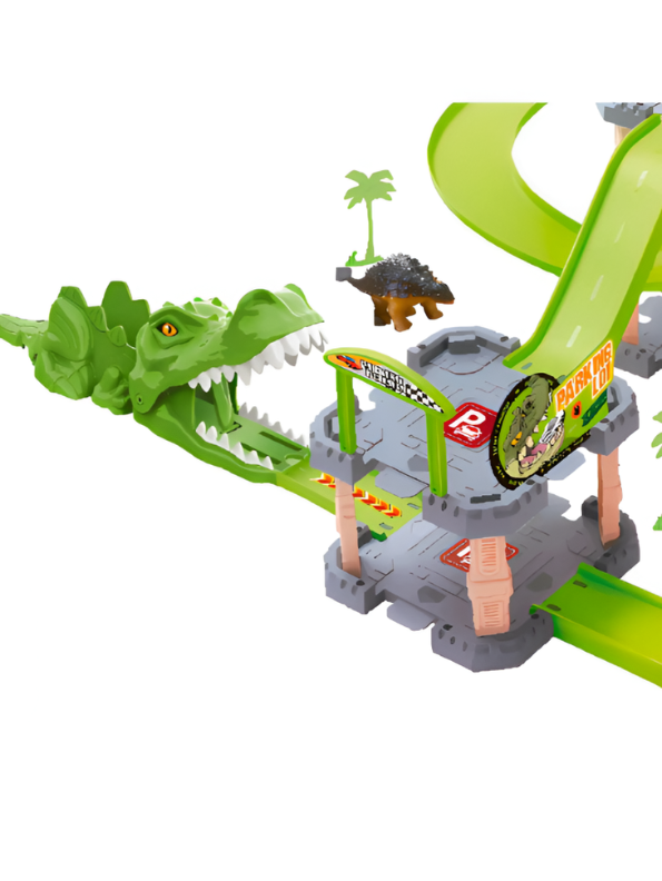 Dinosaur Race Track Parking Garage with Multi-Level Car Ramp MD104.