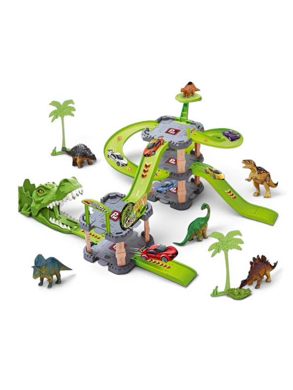 Dinosaur Race Track Parking Garage with Multi-Level Car Ramp MD104.