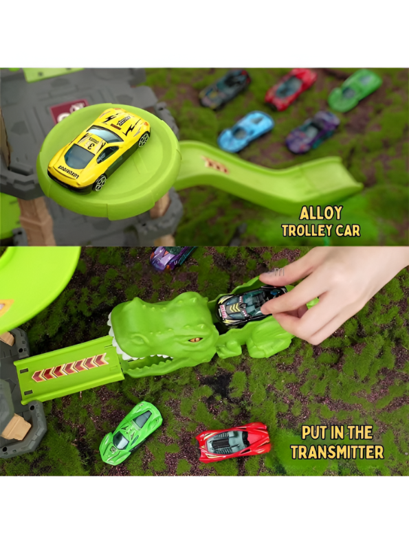 Dinosaur Race Track Parking Garage with Multi-Level Car Ramp MD104.