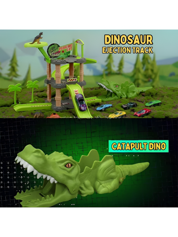 Dinosaur Race Track Parking Garage with Multi-Level Car Ramp MD104.