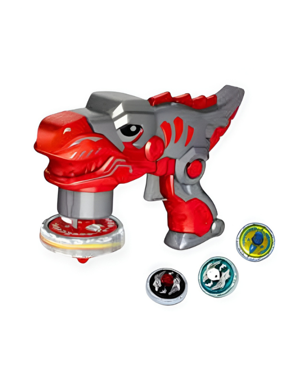 Dinosaur Spinning Top Launcher Toy Gun – T-Rex Battle Beyblade Game with Metal Burst Tops NX16578.