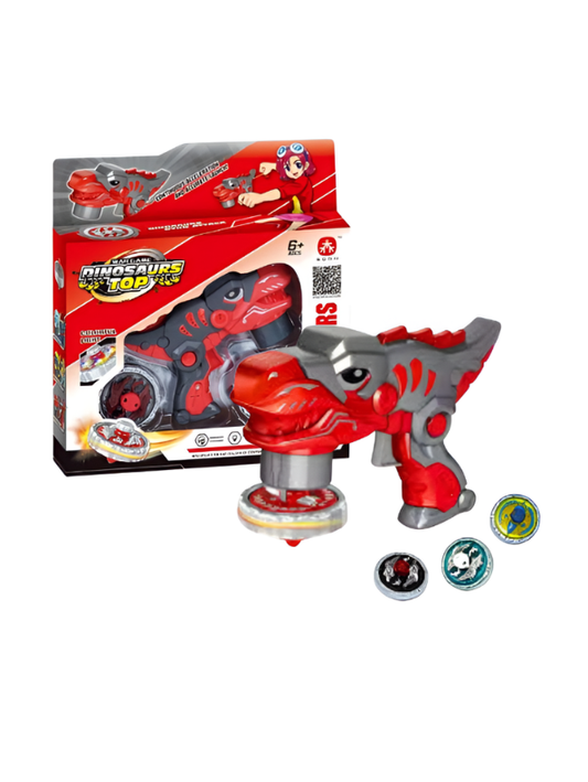Dinosaur Spinning Top Launcher Toy Gun – T-Rex Battle Beyblade Game with Metal Burst Tops NX16578.
