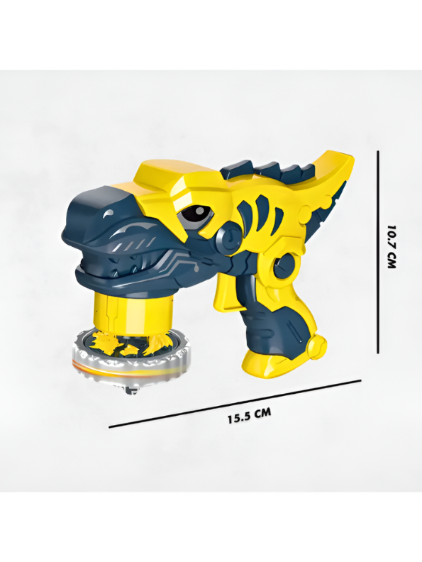 Dinosaur Spinning Top Launcher Toy Gun – T-Rex Battle Beyblade Game with Metal Burst Tops Yellow NX16578.